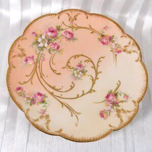 Klingenberg & Dwenger Limoges Plate with Hand Painted Flowers # 26185